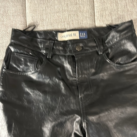 GAP ORIGINAL FIT ,VINTAGE Y2K ,(REAL )LEATHER PANTS ,BLACK ,SIZE 6 - Picture 3 of 12